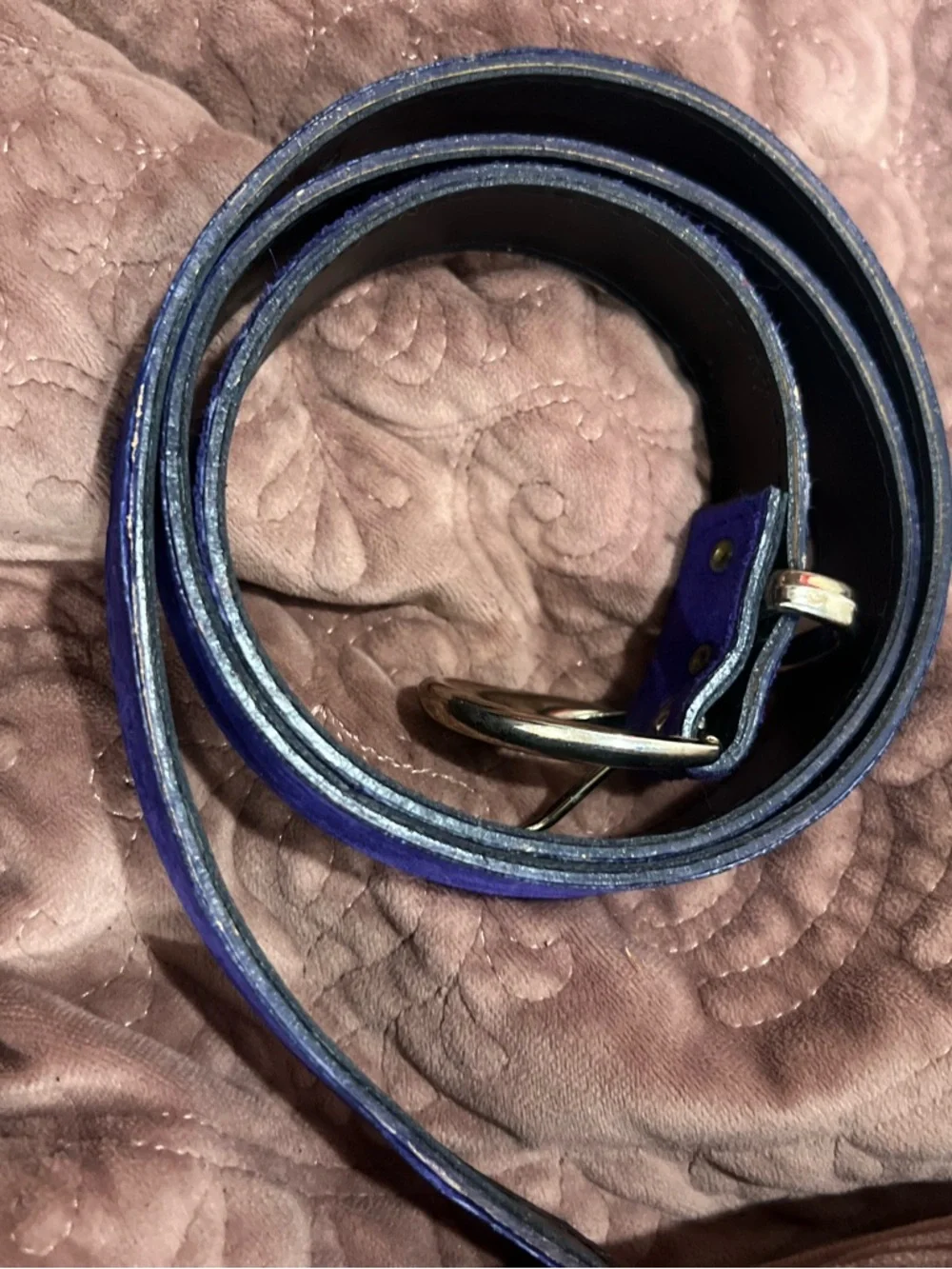 Vintage Purple Suede Belt with Gold-Tone Buckle